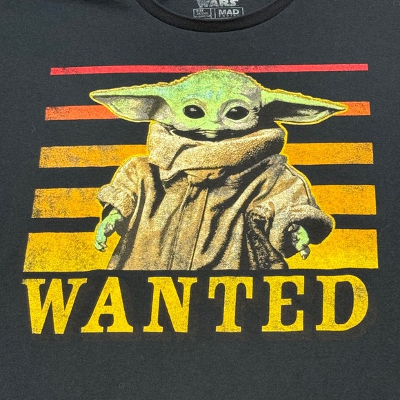 Star Wars The‎ Mandalorian Baby Yoda Wanted Black Graphic T-Shirt 2XL/2XG - Picture 4 of 6